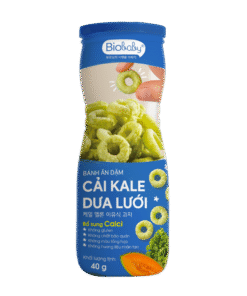 Bánh Ăn Dặm Biobaby Vị Cải Kale & Dưa Lưới 40g – Bổ Sung Canxi, Không Gluten, Giòn Tan, An Toàn Cho Bé 6 Tháng+