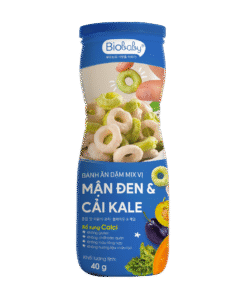 Bánh Ăn Dặm Biobaby Mix Vị Mận Đen & Cải Kale 40g – Bổ Sung Canxi, Không Gluten, Tan Nhanh, Dành Cho Bé 6 Tháng+