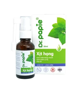 Xịt Họng Dr.Papie 30ml | Chiết Xuất Húng Chanh, Lá Hẹ, Dầu Tỏi – Giảm Ho, Long Đờm, Dưỡng Họng An Toàn Cho Bé