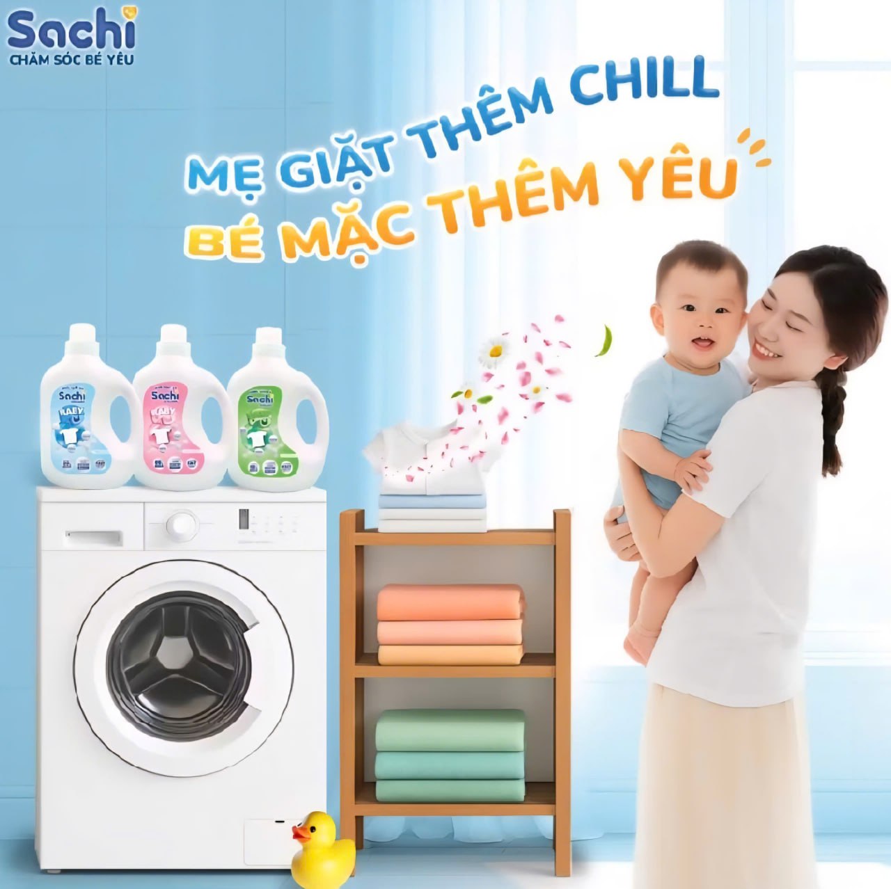 Nước giặt xả em bé Sachi Baby Organic 2kg + 280g | Nước giặt cho trẻ sơ sinh dịu nhẹ | Nước giặt hữu cơ an toàn cho bé