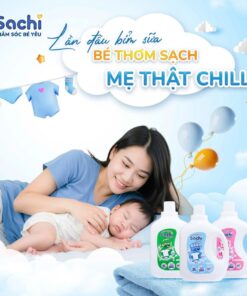 Nước giặt xả em bé Sachi Baby Organic 2kg + 280g | Nước giặt cho trẻ sơ sinh dịu nhẹ | Nước giặt hữu cơ an toàn cho bé
