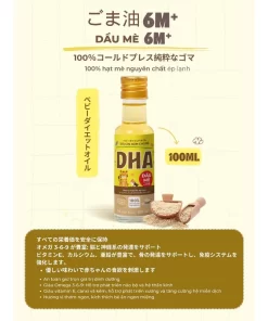Dầu Mè DHA Cho Bé Từ 6 Tháng – Ép Lạnh 100% Hạt Mè Tự Nhiên, Giàu Omega 3-6-9, Vitamin E & Canxi, Hỗ Trợ Phát Triển Não Bộ (100ml)