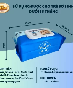 Khăn Ướt Cao Cấp ECO FRESH 100 Tờ Màu Xanh | Dành Cho Trẻ Sơ Sinh, Không Cồn, Không Paraben, Dịu Nhẹ An Toàn Cho Da Bé