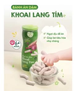 Bánh ăn dặm Mămmy vị khoai lang tím – Giòn tan dễ tan, vị ngọt dịu tự nhiên, hỗ trợ tiêu hóa cho bé 6+ tháng