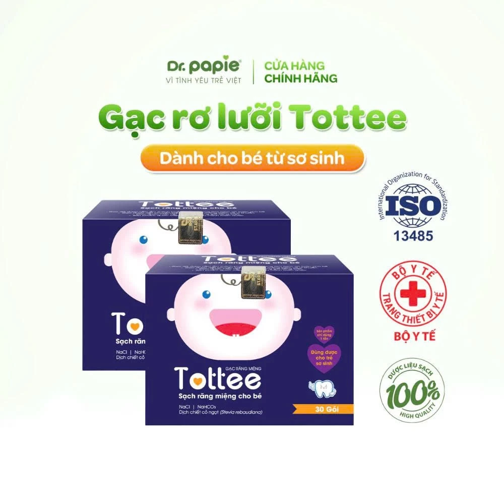 Gạc Rơ Lưỡi Tottee Dr.Papie | Làm Sạch Răng Miệng Cho Bé Sơ Sinh – Ngừa Nấm Miệng, Chứng Nhận Bộ Y Tế