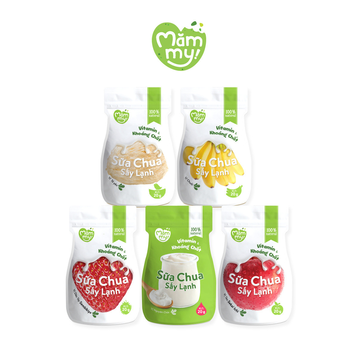 Sữa Chua Sấy Lạnh Mămmy 20g – Snack Ăn Dặm Cho Bé, Giàu Vitamin & Khoáng Chất, Ngon Bổ Tự Nhiên