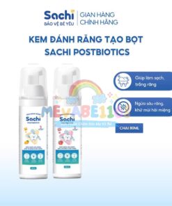 Kem đánh răng bọt Sachi Postbiotics 80ml cho bé từ 1 tuổi – Ngừa sâu răng, bảo vệ nướu, hương cam dịu nhẹ