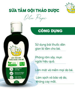 Sữa Tắm Gội Thảo Dược Ola Papi 200ml – Ngừa Rôm Sảy, Mụn Ngứa, Mềm Da Bé, Không Cay Mắ
