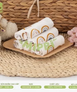 Khăn sữa nhăn cao cấp Mipbi 100% cotton mềm mịn cho bé sơ sinh – thấm hút nhanh, an toàn da nhạy cảm