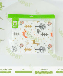 Chiếu Chống Thấm Mipbi Cho Bé – 2 Lớp Cotton & Cao Su Non, Mềm Mại, Thoáng Khí, Dễ Giặt, Chống Tràn Hiệu Quả